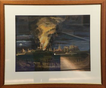 Johannes Hau, "L'incendie de l'église de St Olaf", 1820. Y aurait-il un clin d'oeil à Pierre-Henry de Valenciennes et son tableau représentant l'éruption du Vésuve ? Au moins, disons que ce genre de paysage dramatique était très en vogue au début du 19e siècle...